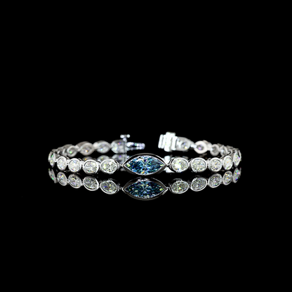 8.02 CTTW Marquise Lab Diamond Tennis Bracelet (E Color and VS Clarity)