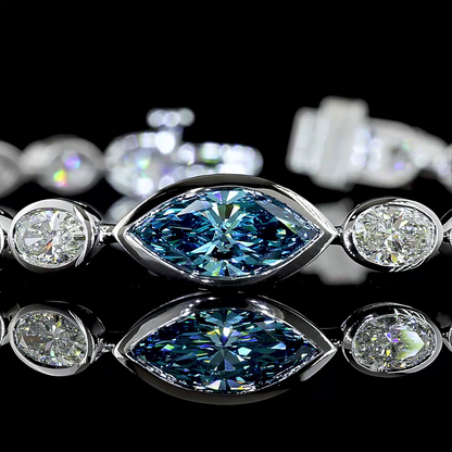 8.02 CTTW Marquise Lab Diamond Tennis Bracelet (E Color and VS Clarity)