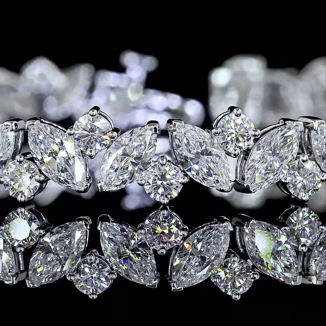 9.91 CTTW Marquise Lab Diamond Tennis Bracelet (E Color and VS1 Clarity)
