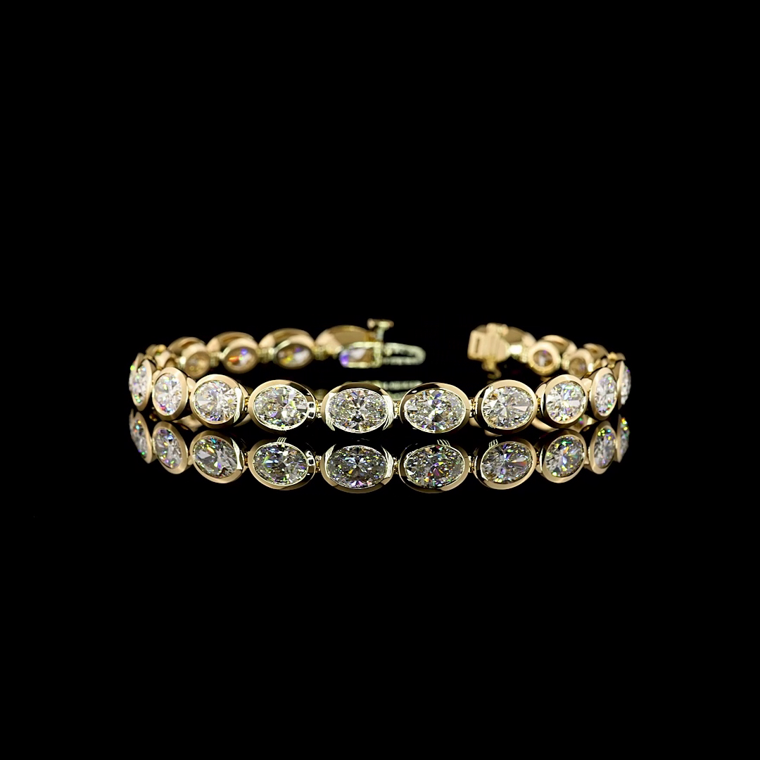 15.79 CTTW Oval Lab Diamond Tennis Bracelet (E Color and VS1 Clarity)