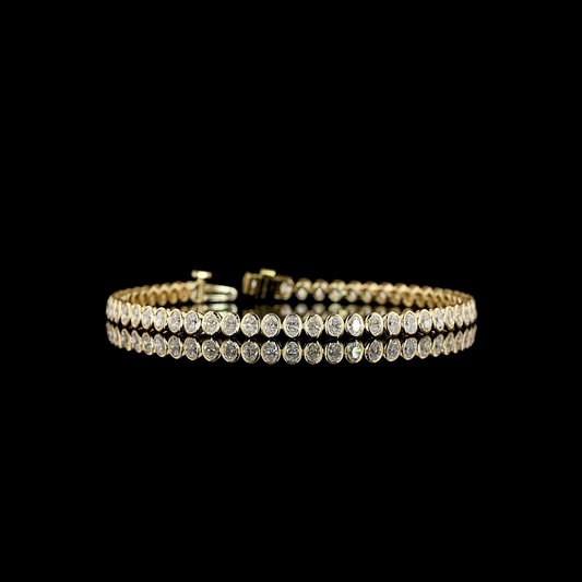3.38 CTTW Oval Lab Diamond Tennis Bracelet (E Color and VS Clarity)
