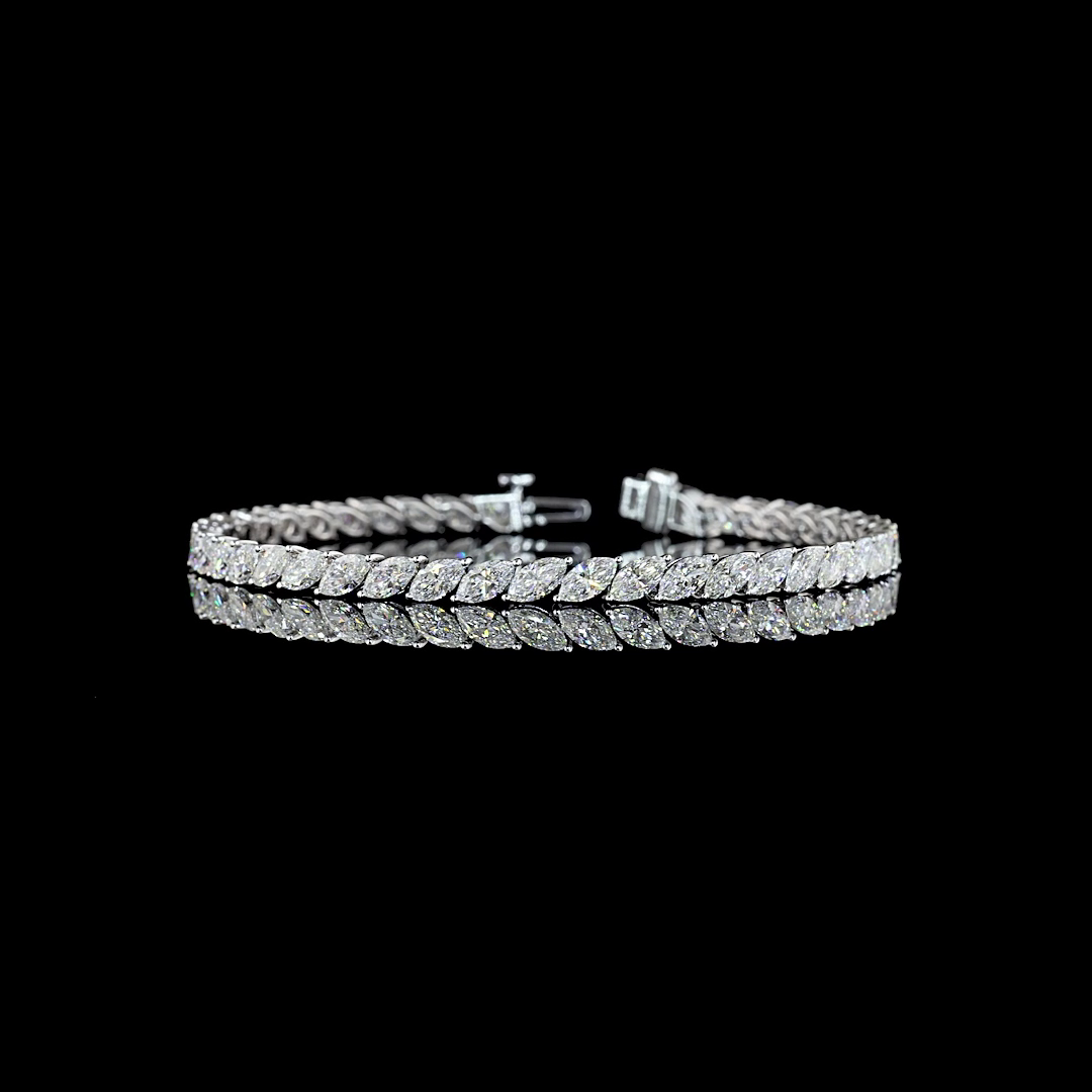 7.12 CTTW Marquise Lab Grown Diamond Tennis Bracelet 7" (F/E Color and VS2/VS1 Clarity)
