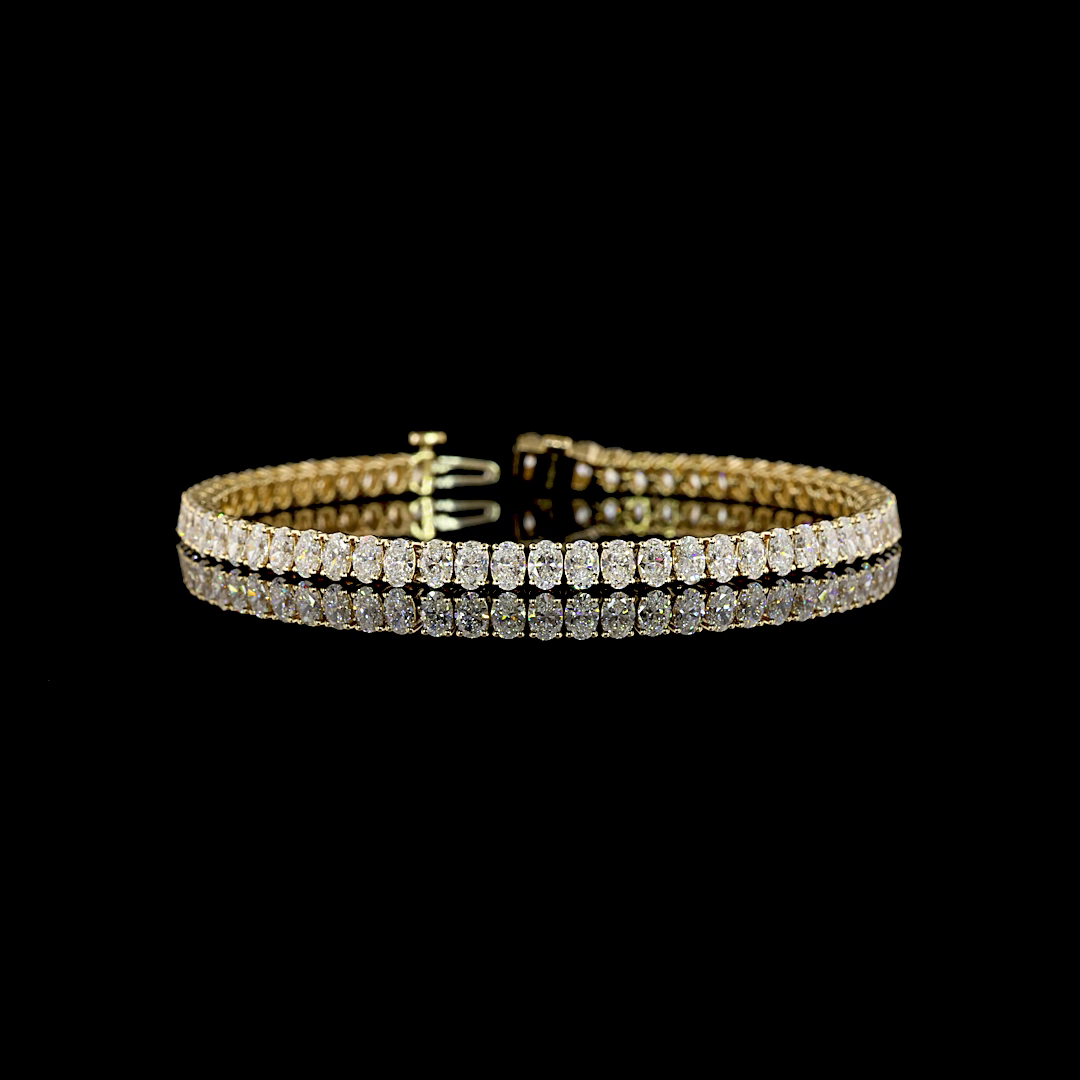 7.01 CTTW Oval Natural Diamond Tennis Bracelet 7" (F+ Color and VS+ Clarity)