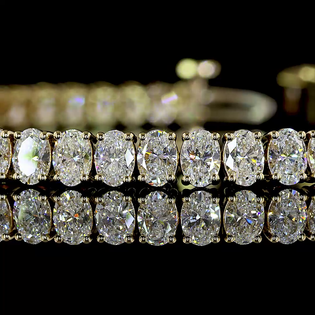7.01 CTTW Oval Natural Diamond Tennis Bracelet 7" (F+ Color and VS+ Clarity)