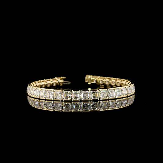 36.98 CTTW Asscher Lab Diamond Tennis Bracelet (D Color and VVS2 Clarity)