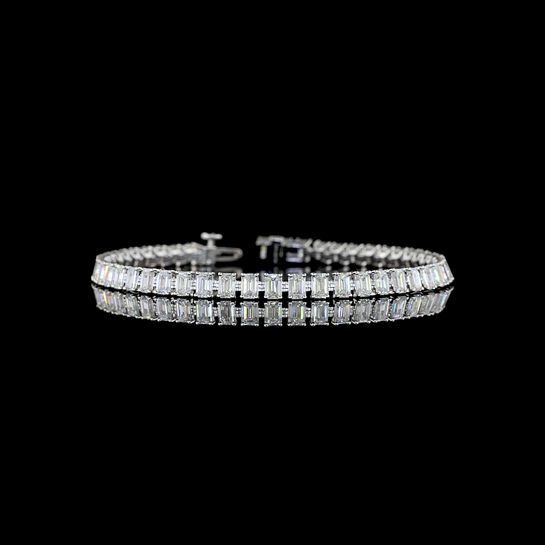 8.57 CTTW Emerald Lab Grown Diamond Tennis Bracelet 7" (E Color and VS2 Clarity)