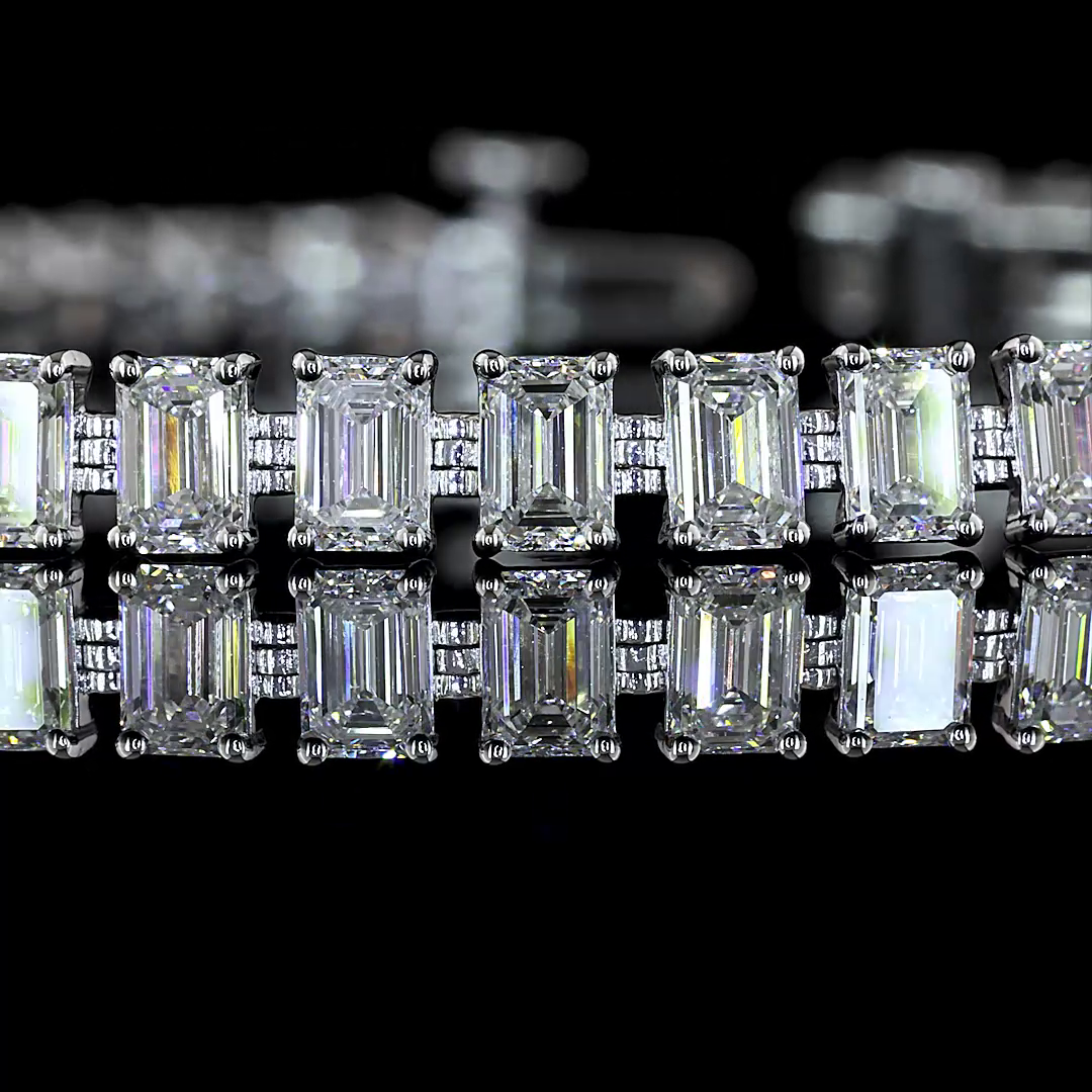 8.57 CTTW Emerald Lab Grown Diamond Tennis Bracelet 7" (E Color and VS2 Clarity)