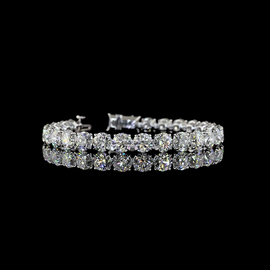 26.04 CTTW Round Lab Diamond Tennis Bracelet (E Color and VS1 Clarity)
