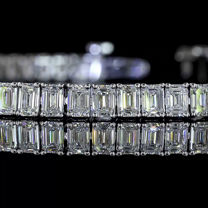 7.63 CTTW Emerald Lab Grown Diamond Tennis Bracelet 7" (E Color and VS Clarity)