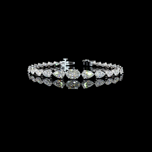8.54 CTTW Oval Lab Grown Diamond Riviera Bracelet 7" (E Color and VS1 Clarity)