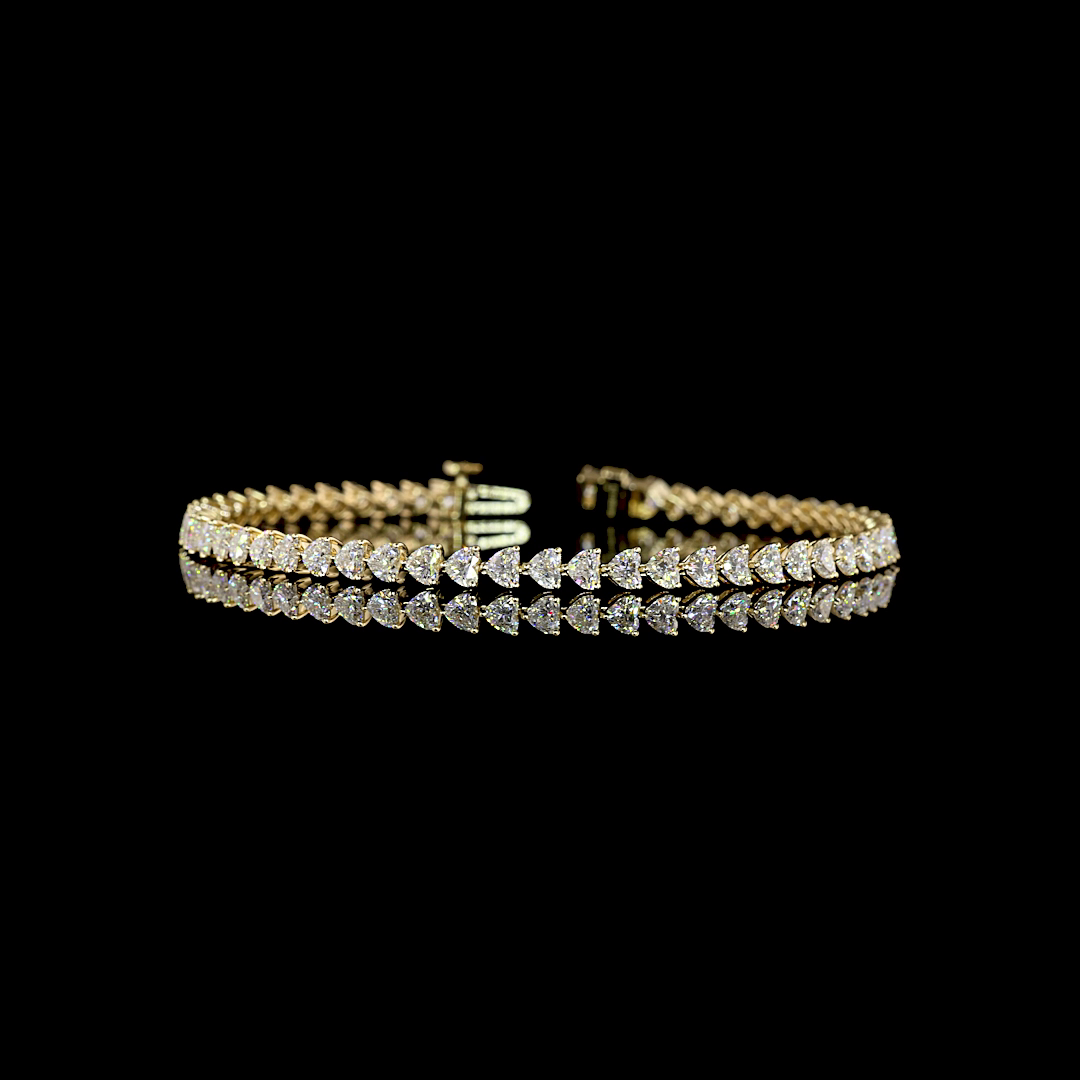 5.39 CTTW Heart Lab Diamond Tennis Bracelet (E Color and VS Clarity)