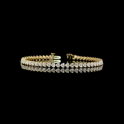 5.39 CTTW Heart Lab Diamond Tennis Bracelet (E Color and VS Clarity)