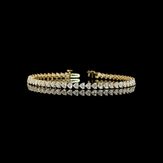 5.39 CTTW Heart Lab Diamond Tennis Bracelet (E Color and VS Clarity)