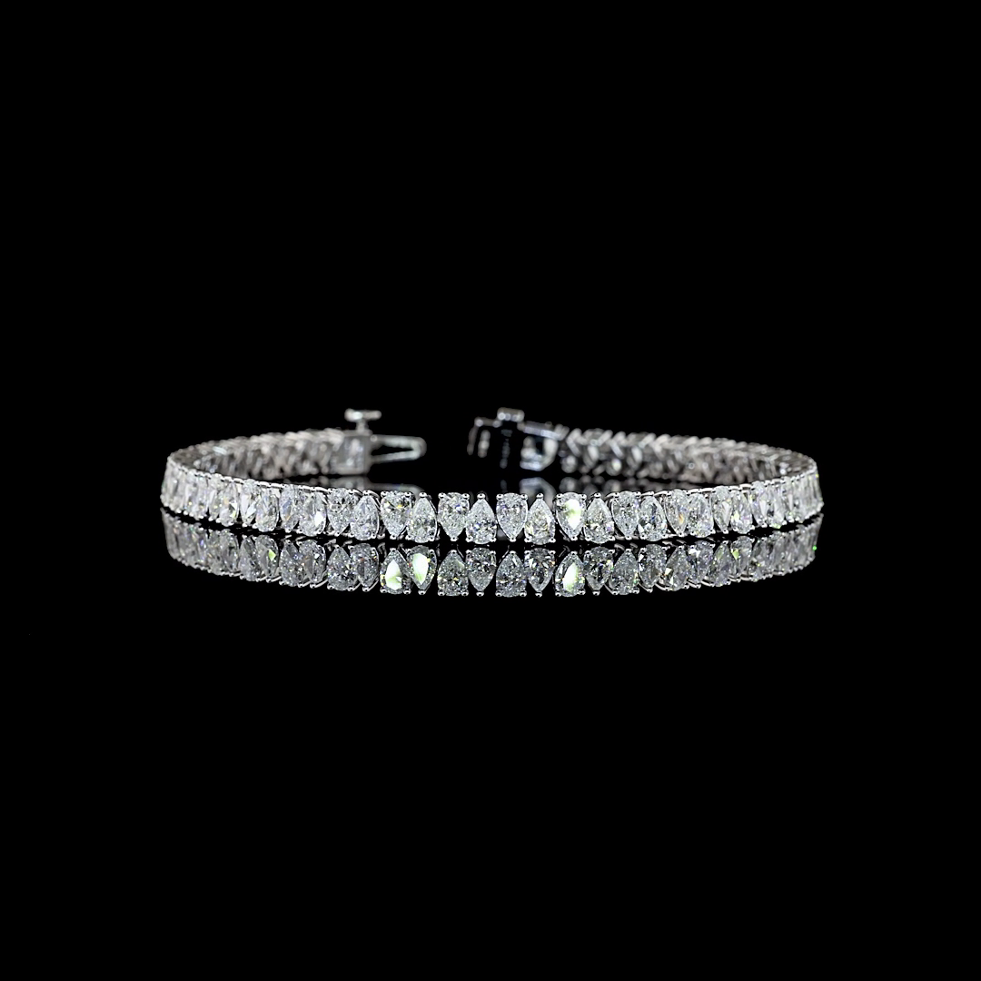 7.51 CTTW Pear Lab Grown Diamond Tennis Bracelet 7" (E Color and VS Clarity)