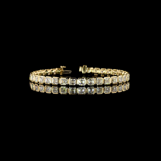 10.45 CTTW Asscher Lab Grown Diamond Tennis Bracelet 7" (F Color and VS1 Clarity)