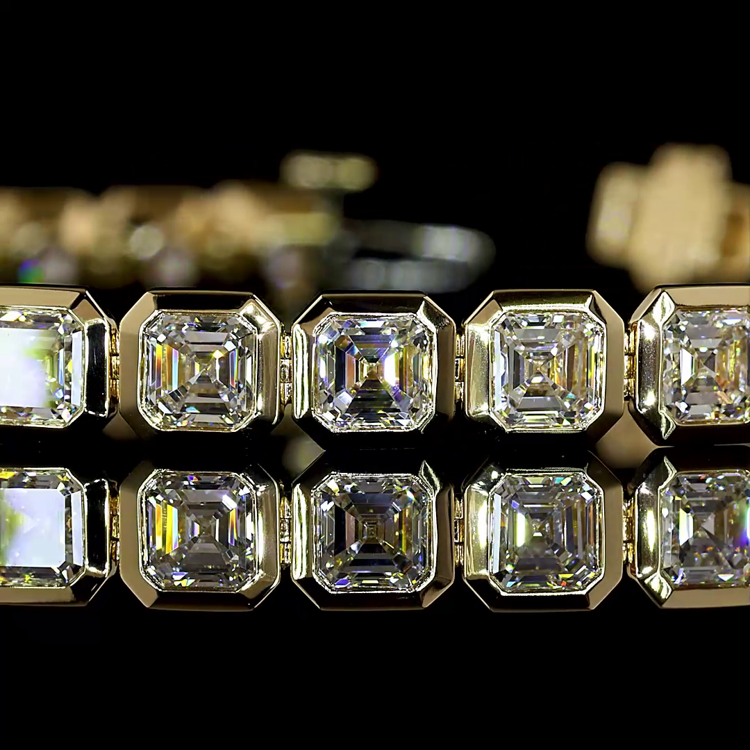 10.45 CTTW Asscher Lab Grown Diamond Tennis Bracelet 7" (F Color and VS1 Clarity)