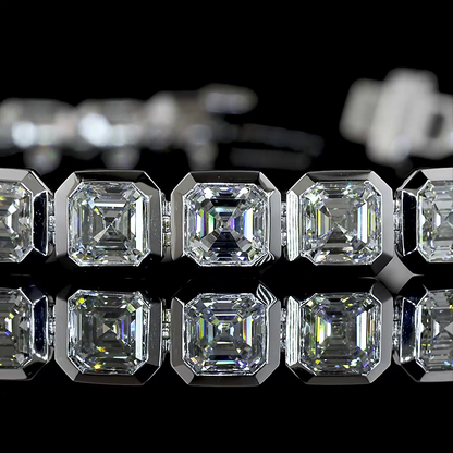 12.29 CTTW Asscher Lab Diamond Tennis Bracelet (E Color and VS1 Clarity)
