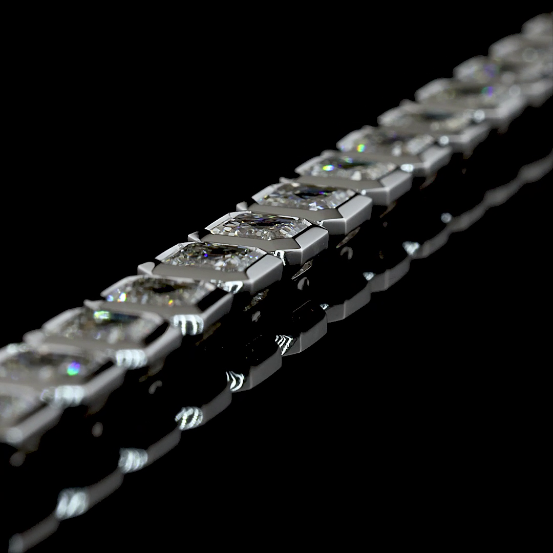 12.29 CTTW Asscher Lab Diamond Tennis Bracelet (E Color and VS1 Clarity)