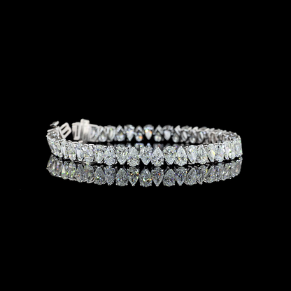 15.18 CTTW Pear Lab Diamond Tennis Bracelet (E Color and VS2 Clarity)