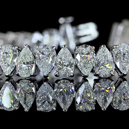 15.18 CTTW Pear Lab Diamond Tennis Bracelet (E Color and VS2 Clarity)