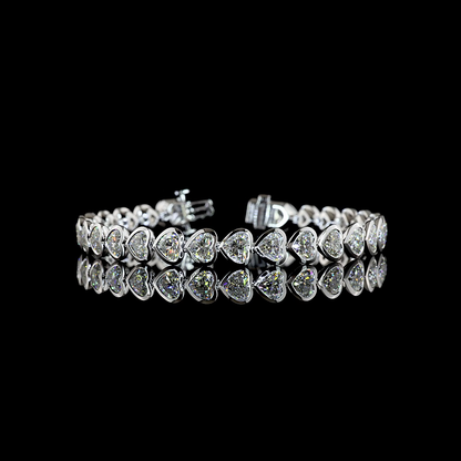 15.91 CTTW Heart Lab Diamond Tennis Bracelet (E Color and VS Clarity)