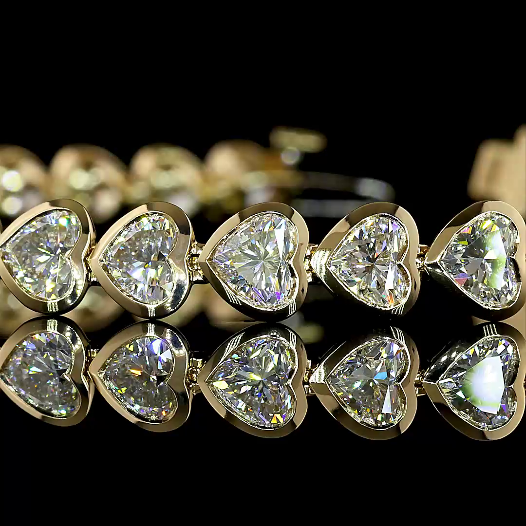 11.08 CTTW Heart Lab Diamond Tennis Bracelet (E Color and VS Clarity)