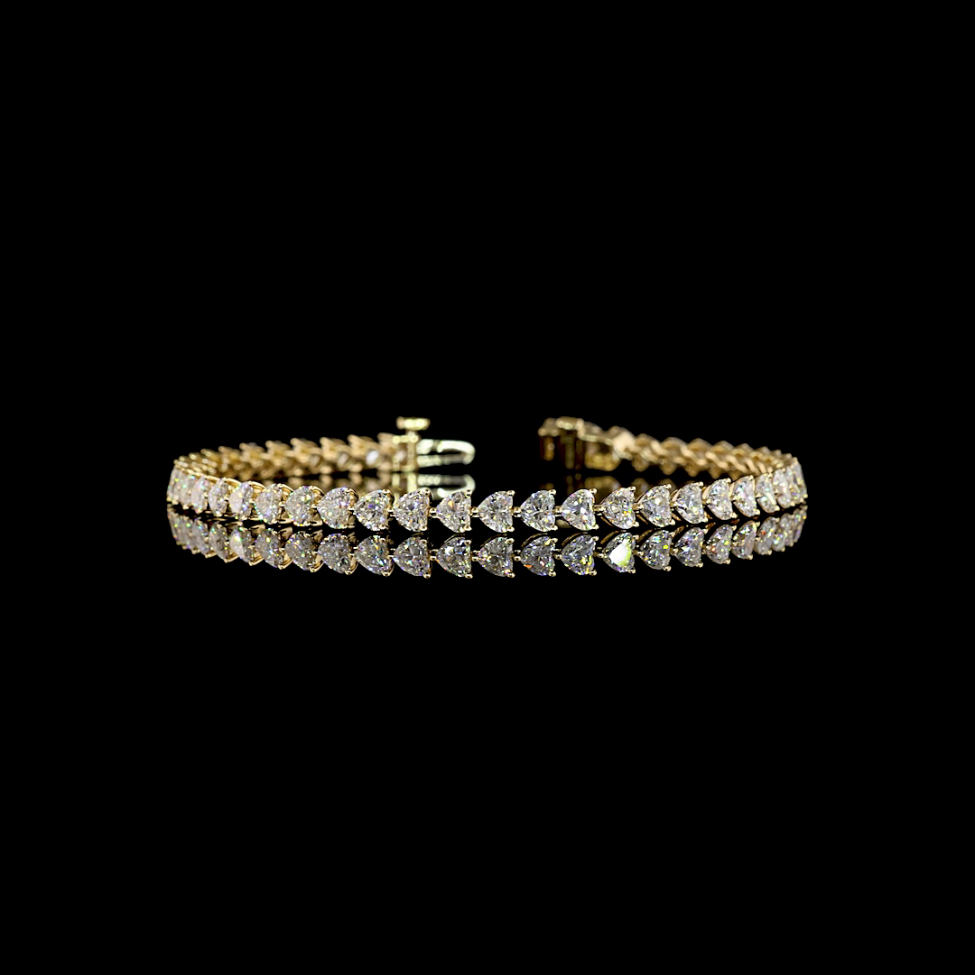 7.63 CTTW Heart Lab Grown Diamond Tennis Bracelet 7" (E Color and VS1 Clarity)