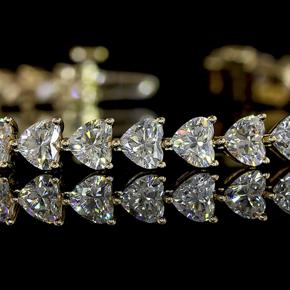 7.63 CTTW Heart Lab Grown Diamond Tennis Bracelet 7" (E Color and VS1 Clarity)