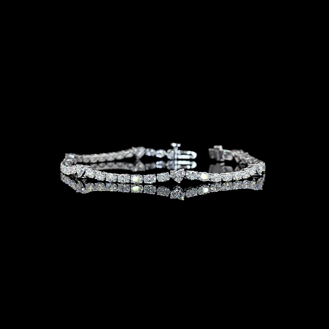 4.84 CTTW Heart Lab Grown Diamond Tennis Bracelet 7" (E Color and VS Clarity)