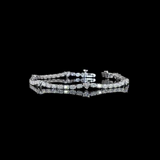 4.84 CTTW Heart Lab Diamond Tennis Bracelet (E Color and VS Clarity)