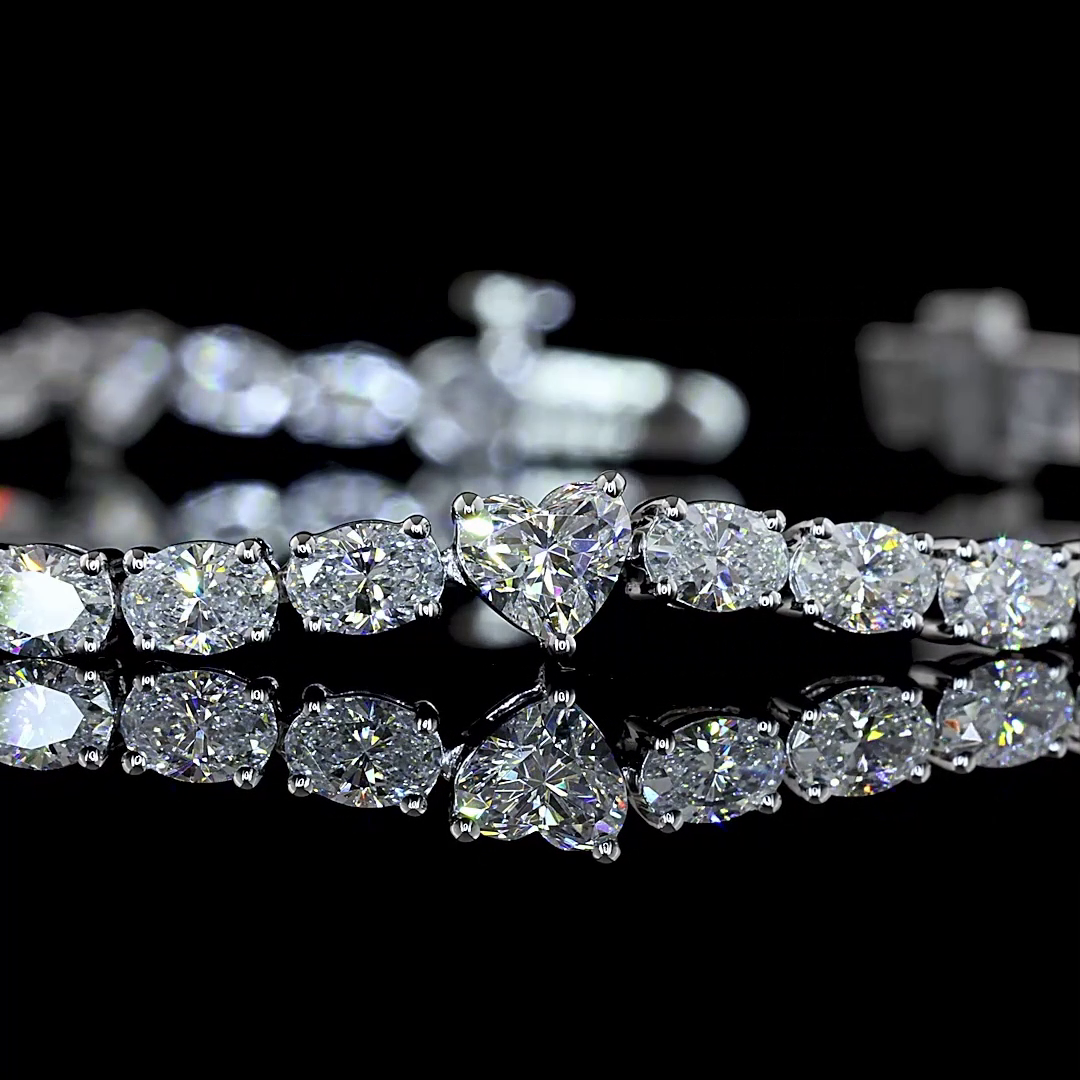4.84 CTTW Heart Lab Grown Diamond Tennis Bracelet 7" (E Color and VS Clarity)