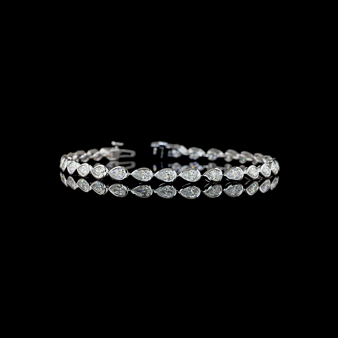 4.64 CTTW Pear Lab Grown Diamond Tennis Bracelet 7" (E Color and VS Clarity)