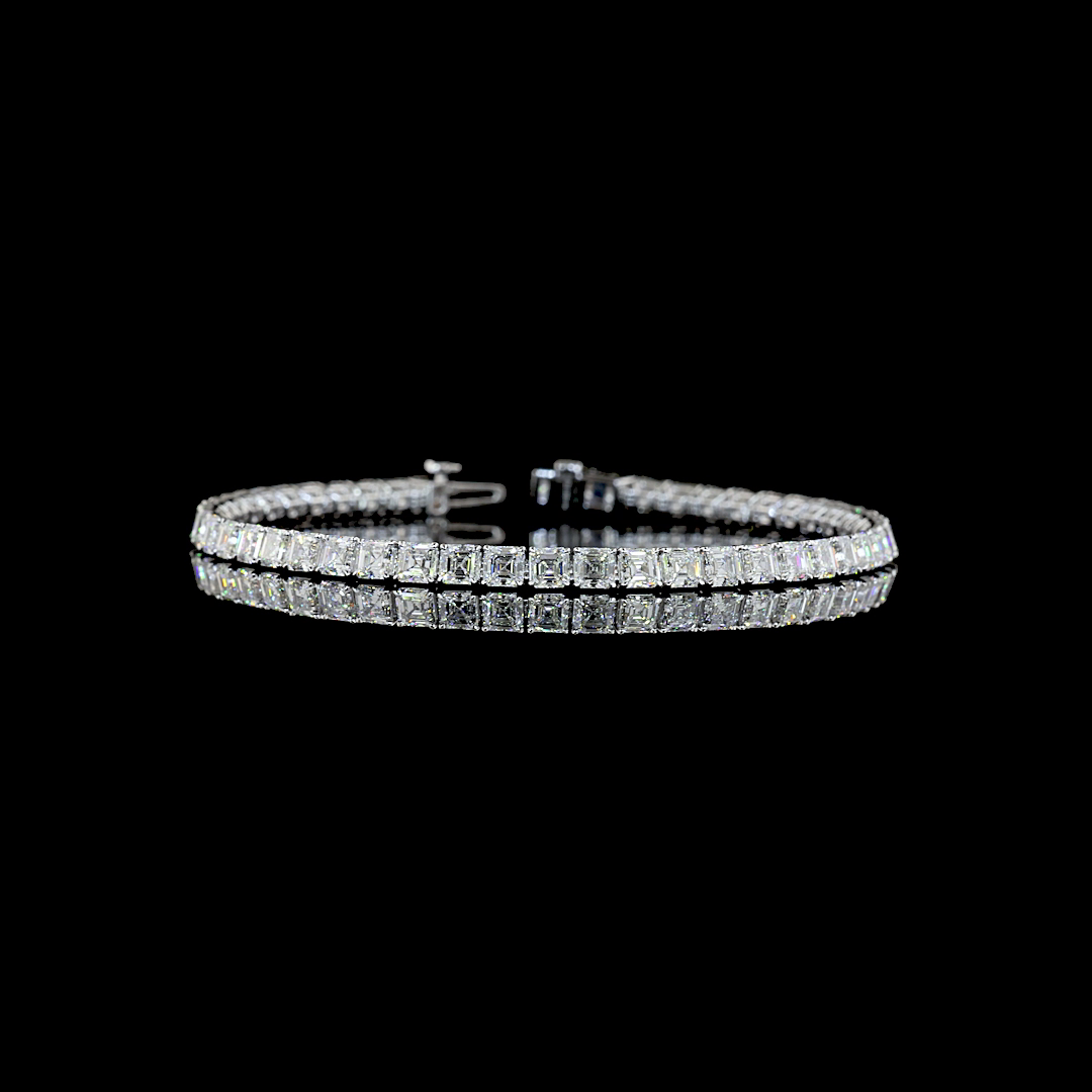 10.49 CTTW Asscher Lab Grown Diamond Tennis Bracelet 7" (E Color and VS1 Clarity)