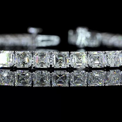 10.49 CTTW Asscher Lab Grown Diamond Tennis Bracelet 7" (E Color and VS1 Clarity)