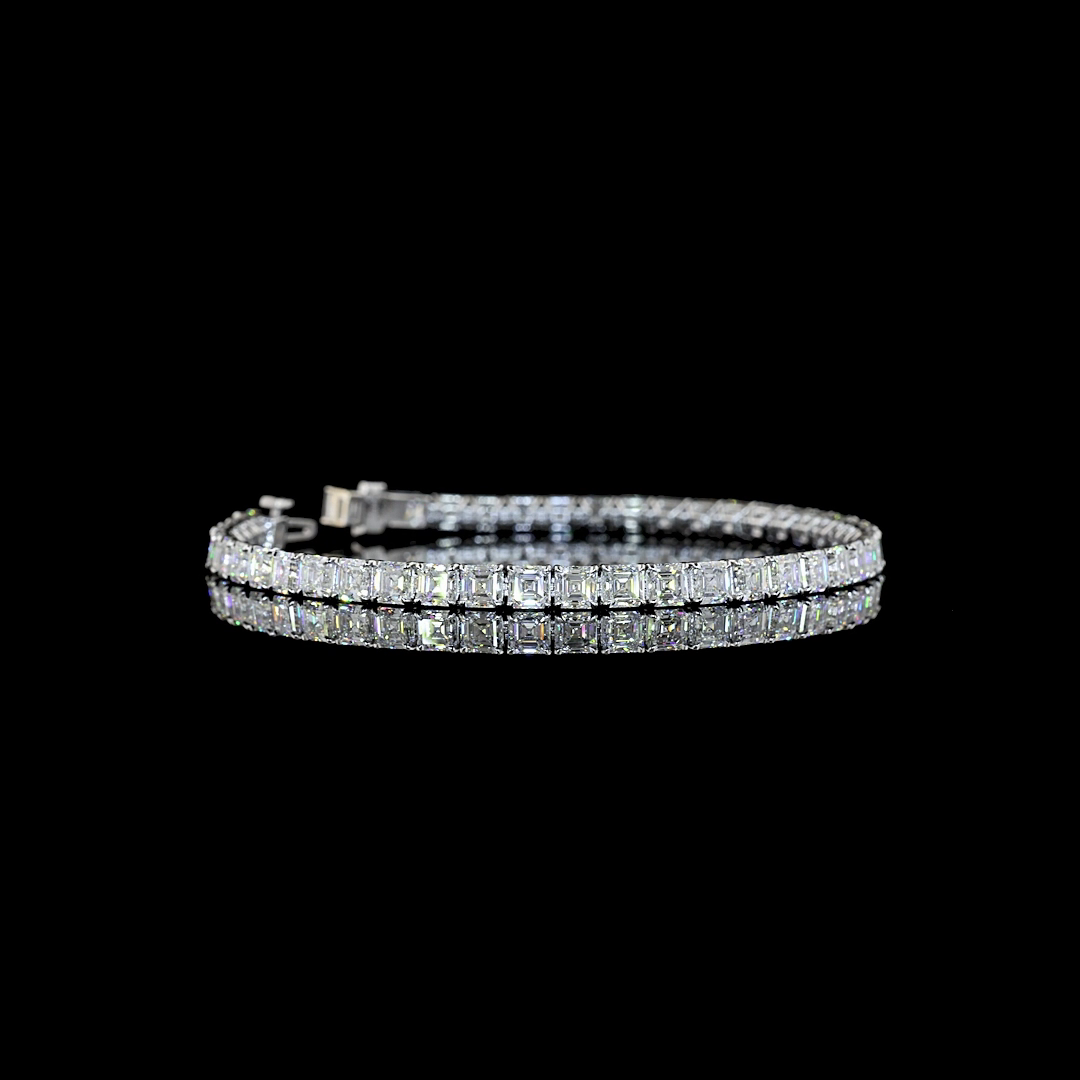 12.45 CTTW Asscher Lab Grown Diamond Tennis Bracelet 7" (E Color and VS1 Clarity)