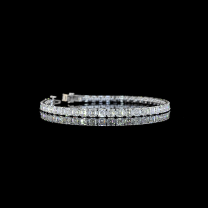 12.45 CTTW Asscher Lab Grown Diamond Tennis Bracelet 7" (E Color and VS1 Clarity)
