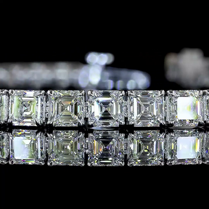 12.45 CTTW Asscher Lab Grown Diamond Tennis Bracelet 7" (E Color and VS1 Clarity)