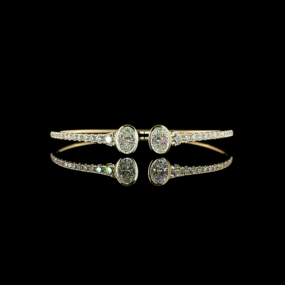 3.37 CTTW Oval Lab Grown Diamond Bangles Bracelet (F Color and VVS2 Clarity)