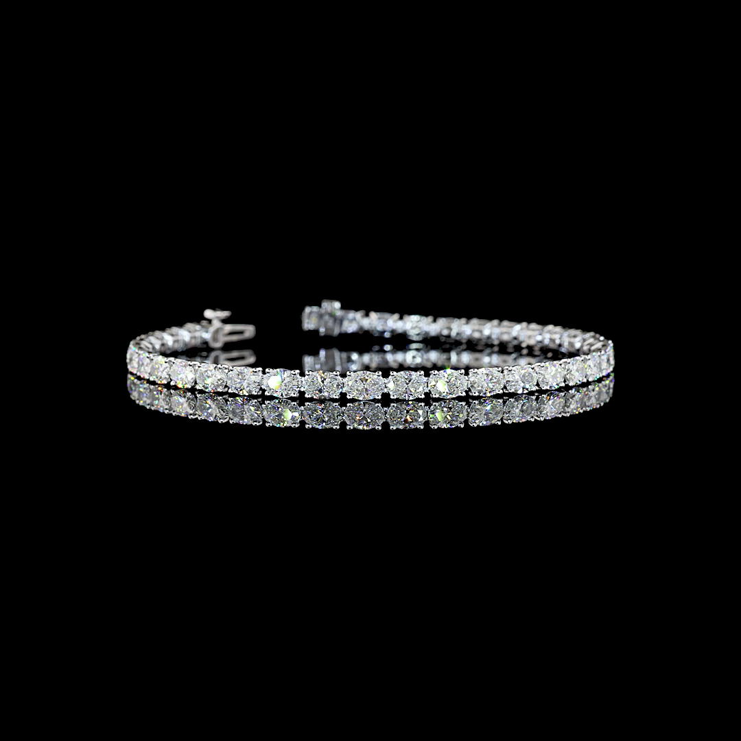 7.70 CTTW Oval Natural Diamond Tennis Bracelet 7" (F Color and VS+ Clarity)