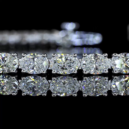 7.70 CTTW Oval Natural Diamond Tennis Bracelet 7" (F Color and VS+ Clarity)