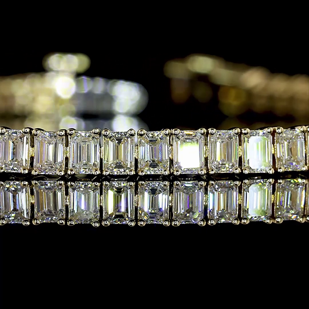 5.39 CTTW Emerald Natural Diamond Tennis Bracelet 7" (F Color and VS+ Clarity)