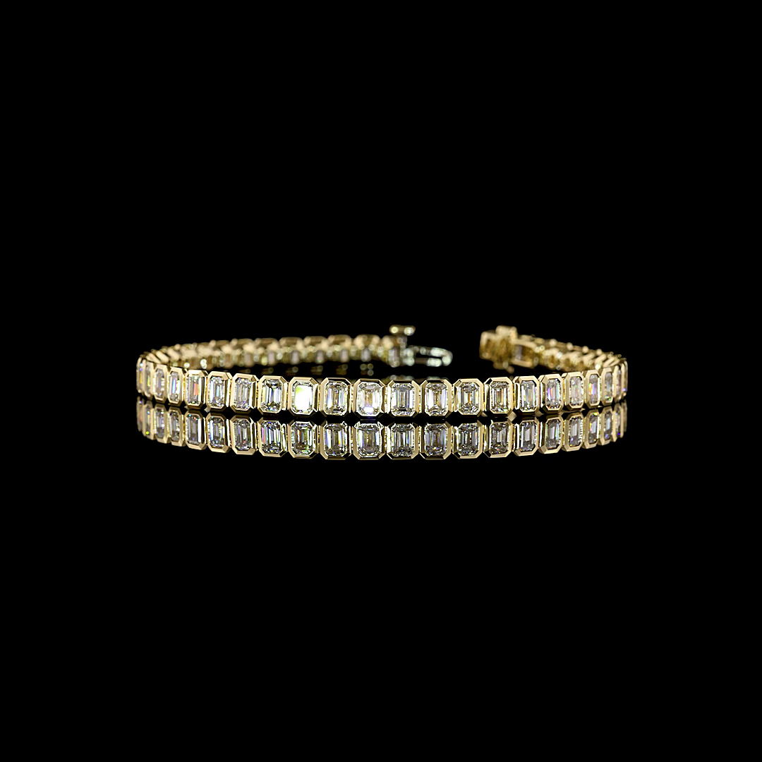 7.58 CTTW Emerald Lab Diamond Tennis Bracelet (F Color and VS+ Clarity)