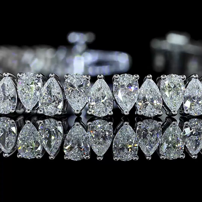 7.54 CTTW Pear Lab Diamond Tennis Bracelet (F Color and VS+ Clarity)