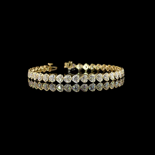 9.08 CTTW Heart Lab Diamond Tennis Bracelet (E Color and VS1 Clarity)