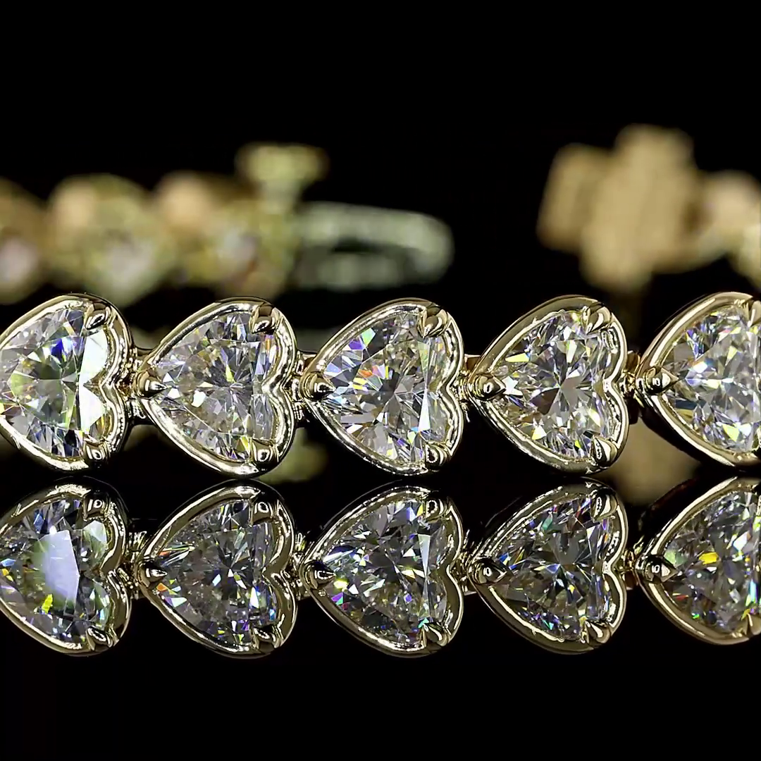 9.08 CTTW Heart Lab Diamond Tennis Bracelet (E Color and VS1 Clarity)