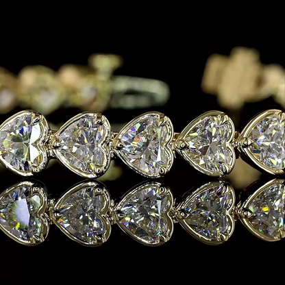 9.08 CTTW Heart Lab Diamond Tennis Bracelet (E Color and VS1 Clarity)
