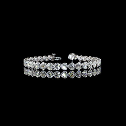 12.14 CTTW Heart Lab Diamond Tennis Bracelet (E Color and VS1 Clarity)