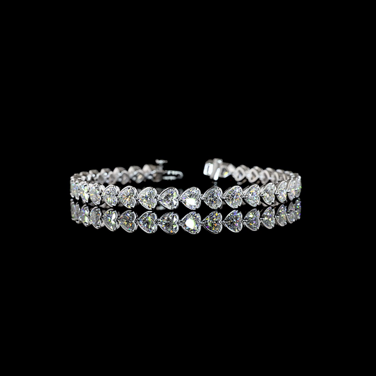 12.14 CTTW Heart Lab Diamond Tennis Bracelet (E Color and VS1 Clarity)