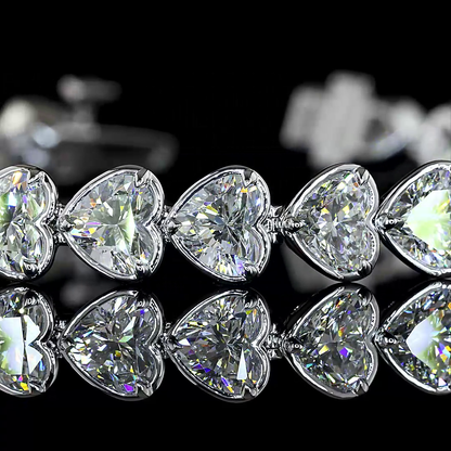 12.14 CTTW Heart Lab Diamond Tennis Bracelet (E Color and VS1 Clarity)
