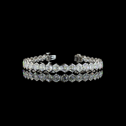 23.06 CTTW Hexagon Lab Grown Diamond Tennis Bracelet 6.5" (E Color and VS Clarity)
